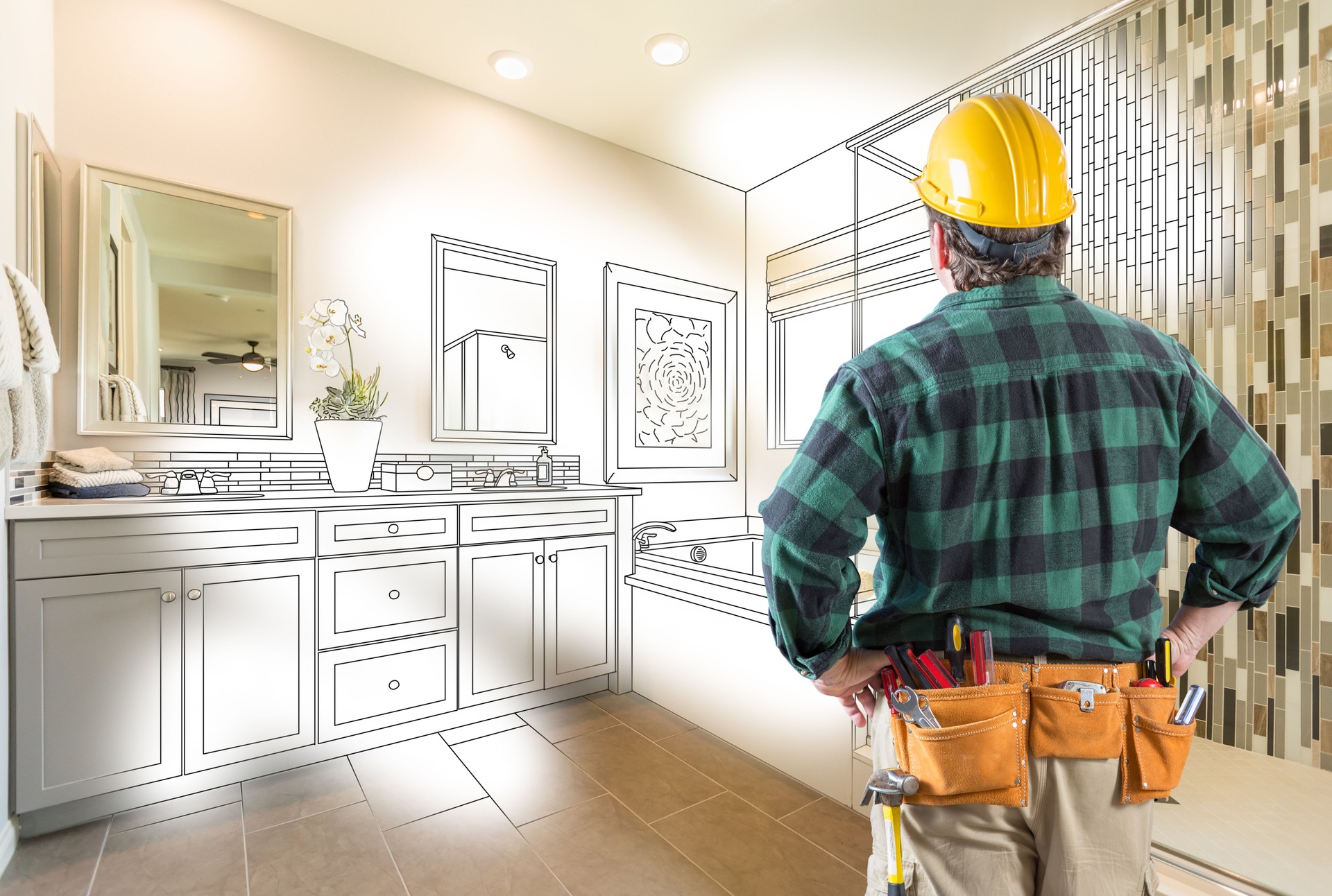 Contractor Facing Custom Master Bathroom Drawing and Photo Gradation